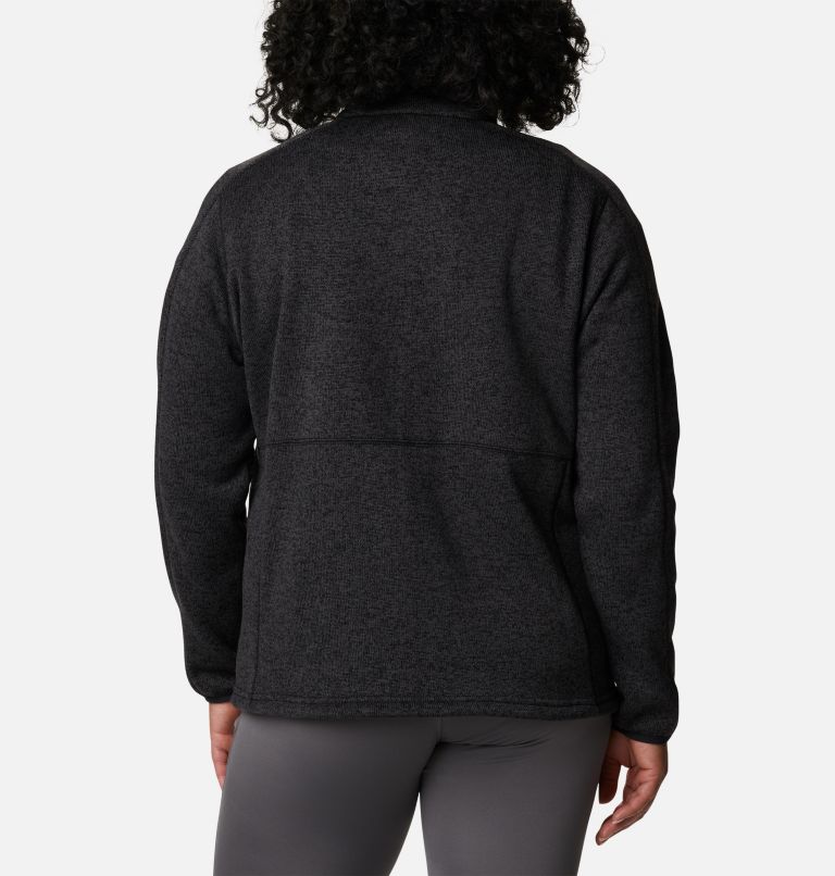 Women's Sweater Weather Fleece Full Zip Jacket - Plus Size, Color: Black Heather, image 2