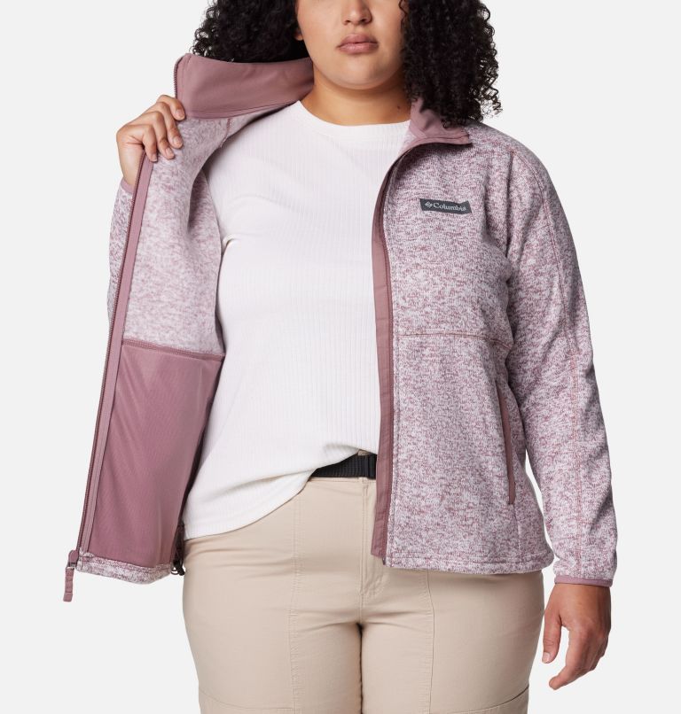 Women's Sweater Weather Full Zip - Plus Size, Color: Fig Heather, Fig, image 5