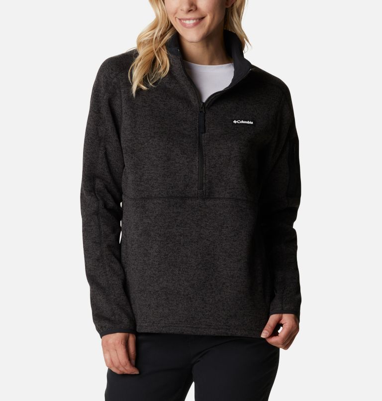 Women's Sweater Weather Fleece Half Zip Pullover, Color: Black Heather