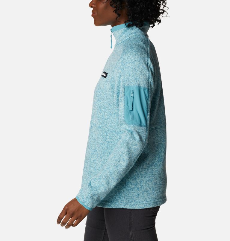 Chandail à demi-fermeture éclair Sweater Weather pour femme, Color: Sea Wave Heather, image 3