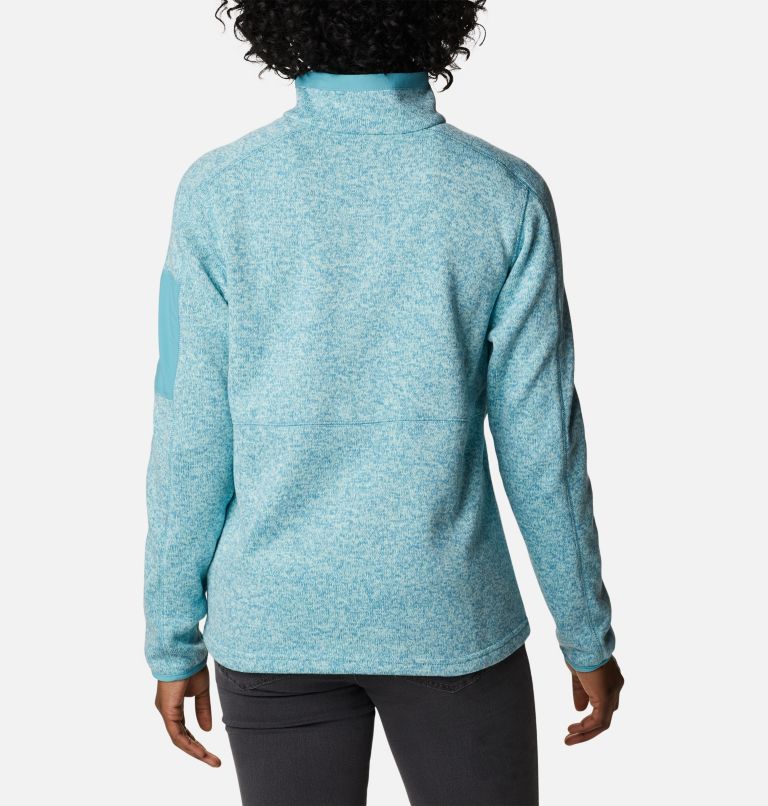 Women's Sweater Weather Fleece Half Zip Pullover, Color: Sea Wave Heather