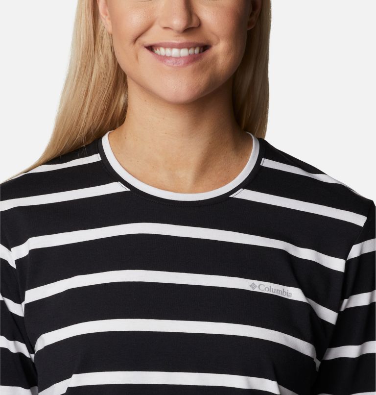 Women's Sun Trek Pattern Long Sleeve T-Shirt, Color: Black Sun Shade Stripe