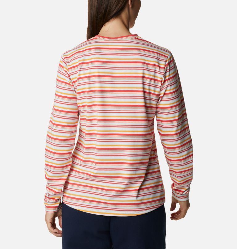 Thumbnail: Women's Sun Trek Pattern Long Sleeve T-Shirt, Color: Coral Reef Multi Sunrise Stripe, image 2