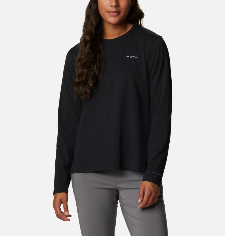 T-shirt à manches longues Sun Trek pour femme, Color: Black