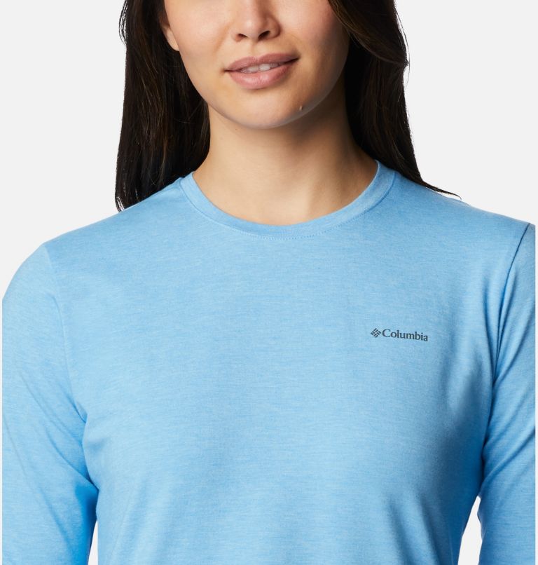 Thumbnail: T-shirt à manches longues Sun Trek pour femme, Color: Vista Blue Heather, image 4