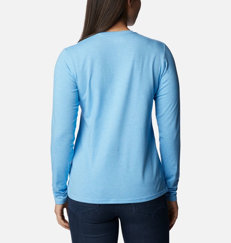 Thumbnail: T-shirt à manches longues Sun Trek pour femme, Color: Vista Blue Heather, image 2
