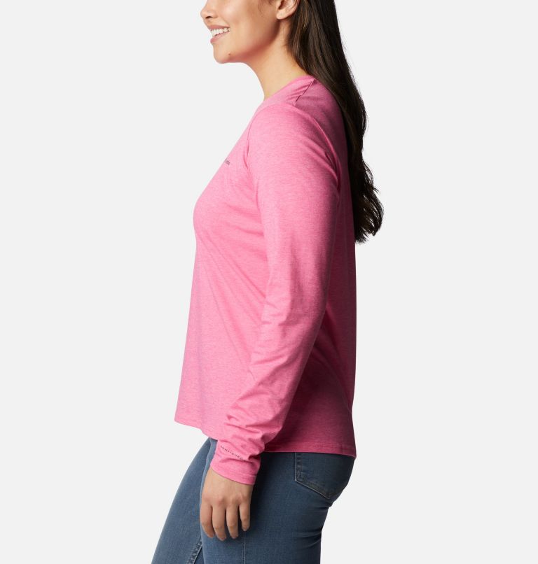 Women's Sun Trek Long Sleeve T-Shirt, Color: Wild Geranium Heather, image 3