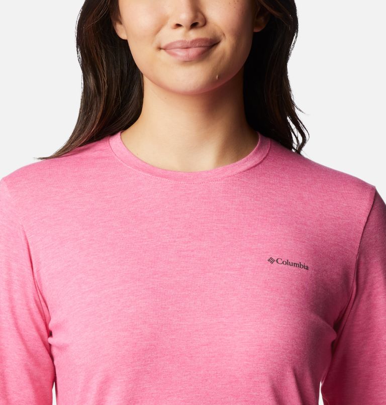 Women's Sun Trek Long Sleeve T-Shirt, Color: Wild Geranium Heather, image 4