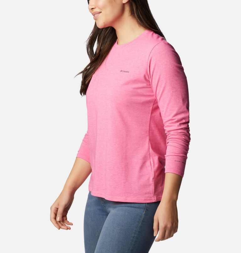 Thumbnail: Women's Sun Trek Long Sleeve T-Shirt, Color: Wild Geranium Heather, image 5