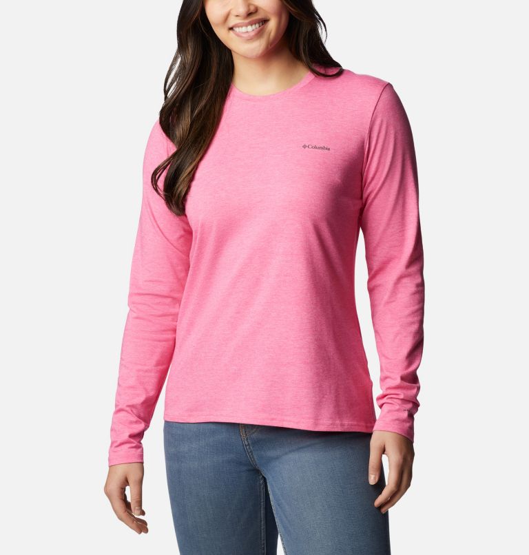 Women's Sun Trek Long Sleeve T-Shirt, Color: Wild Geranium Heather, image 1