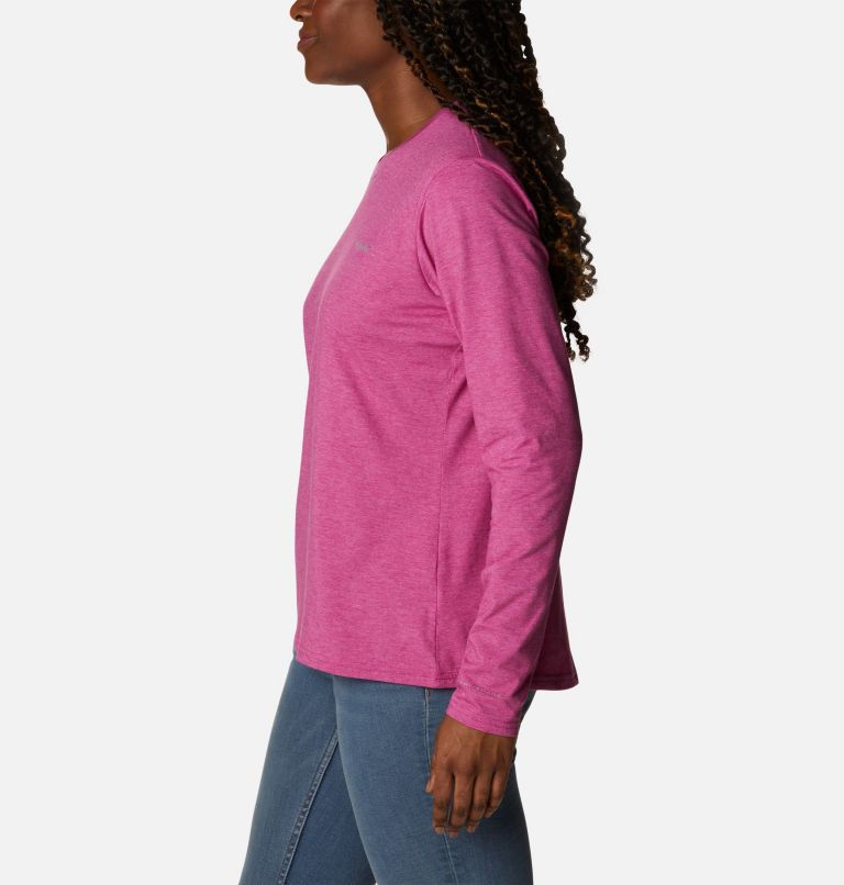 Thumbnail: Women's Sun Trek Long Sleeve T-Shirt, Color: Wild Fuchsia Heather, image 3