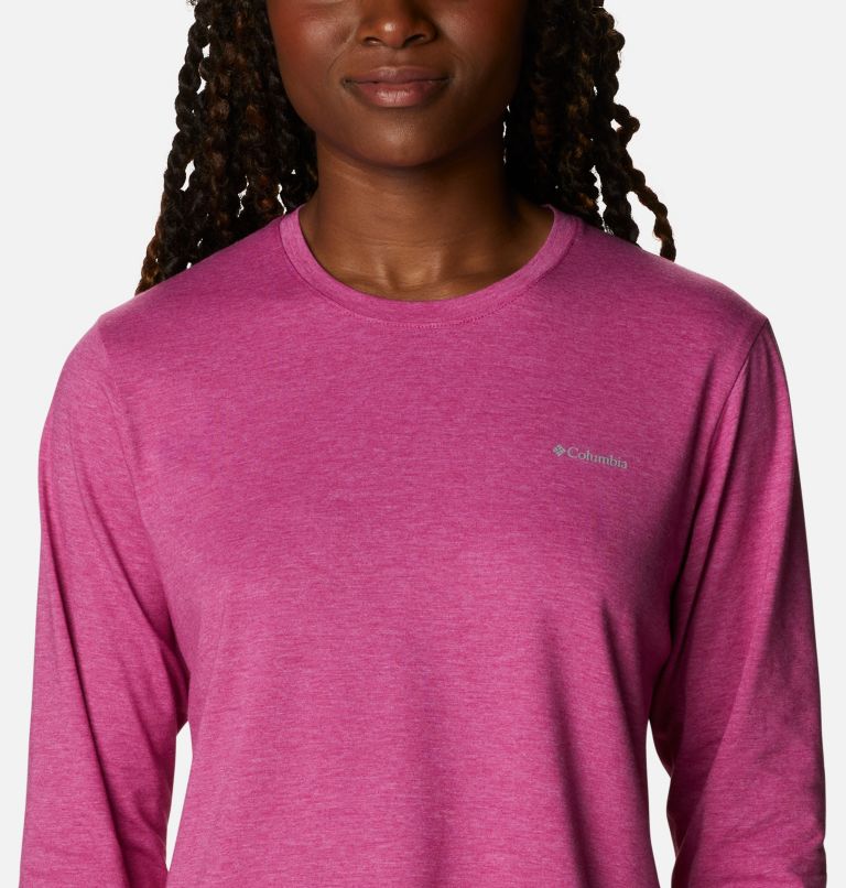 Women's Sun Trek Long Sleeve T-Shirt, Color: Wild Fuchsia Heather, image 4