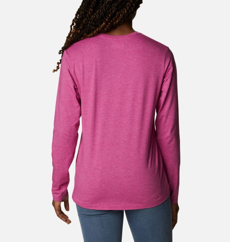Women's Sun Trek Long Sleeve T-Shirt, Color: Wild Fuchsia Heather, image 2
