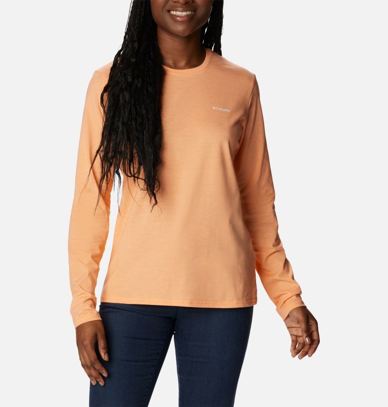 Thumbnail: Women's Sun Trek Long Sleeve T-Shirt, Color: Peach Heather, image 5