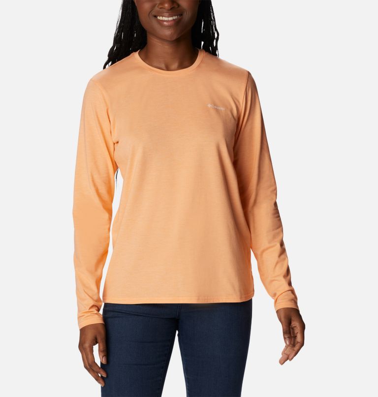 Women's Sun Trek Long Sleeve T-Shirt, Color: Peach Heather, image 1