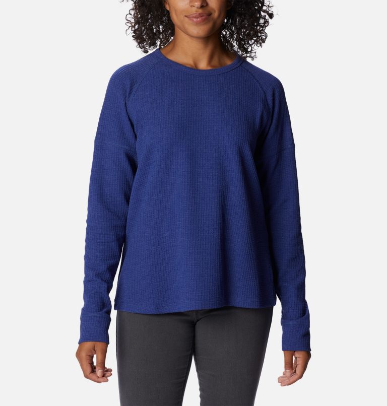 Women's Pine Peak Long Sleeve Thermal Shirt, Color: Dark Sapphire Heather, image 1