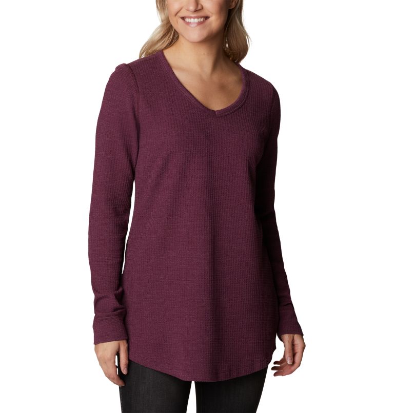 Women's Pine Peak Long Sleeve Thermal Tunic, Color: Marionberry Heather, image 1