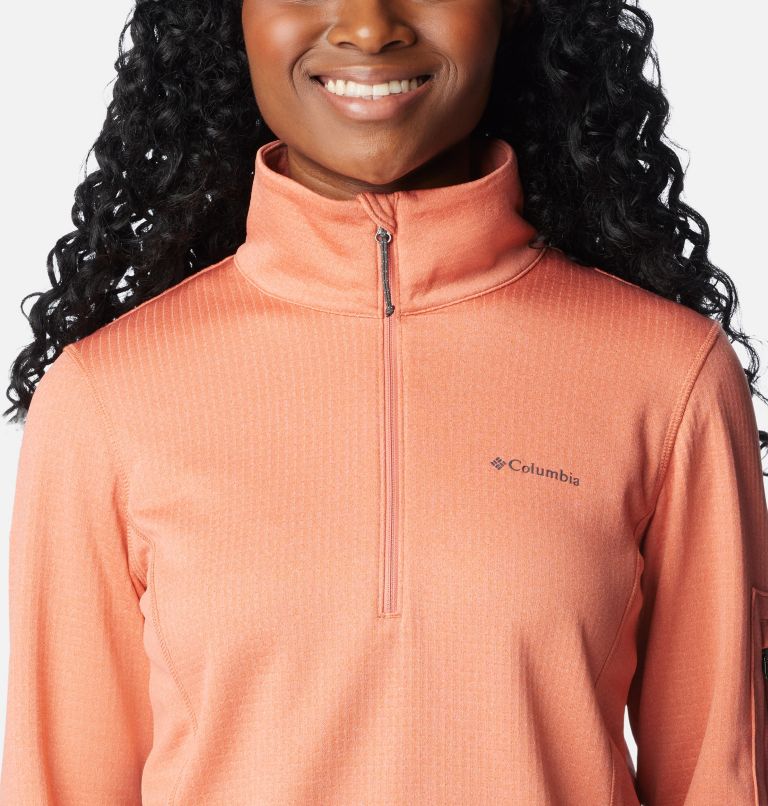 Women's Park View Half Zip Fleece, Color: Faded Peach Heather, image 4
