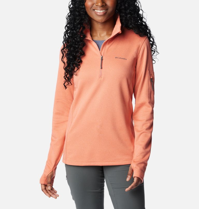Women's Park View Half Zip Fleece, Color: Faded Peach Heather, image 1