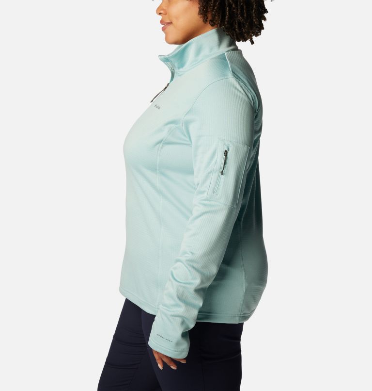 Women's Park View Grid Half Zip Fleece Pullover - Plus Size, Color: Aqua Haze Heather, image 3