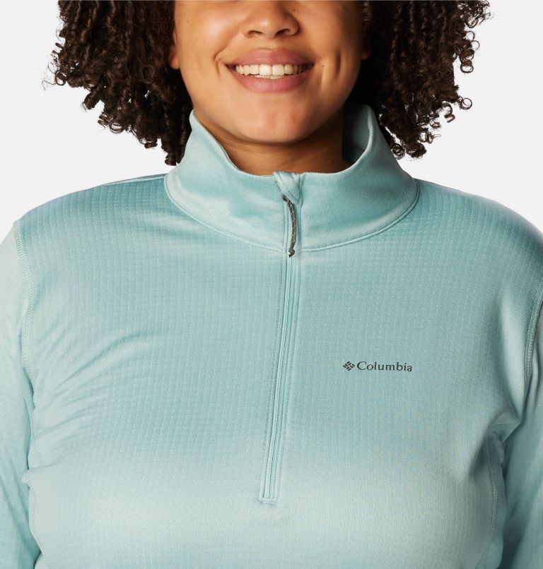 Women's Park View Grid Half Zip Fleece Pullover - Plus Size, Color: Aqua Haze Heather, image 4