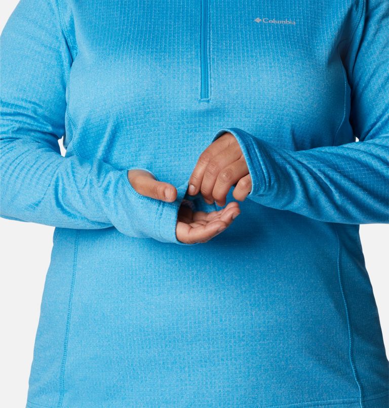Thumbnail: Women's Park View Grid 1/2 Zip Fleece Pullover - Plus Size, Color: Blue Chill Heather, image 5