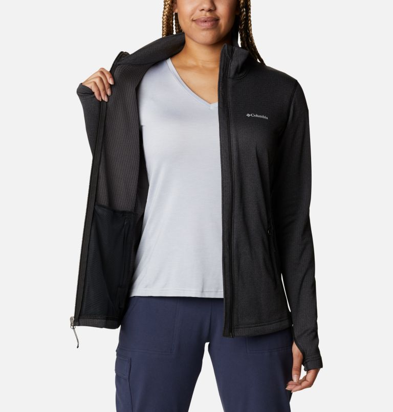 Women's Park View Grid Full Zip Fleece Jacket, Color: Black Heather, image 5