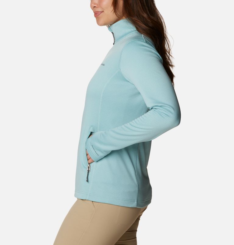 Women's Park View Grid Full Zip Fleece Jacket, Color: Aqua Haze Heather, image 3