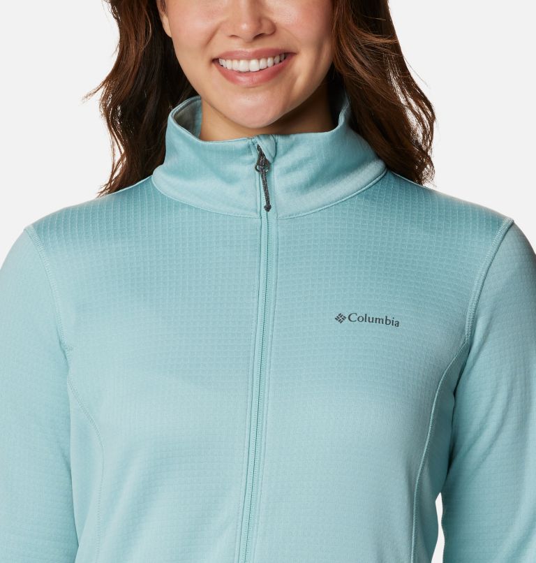 Women's Park View Grid Full Zip Fleece Jacket, Color: Aqua Haze Heather, image 4