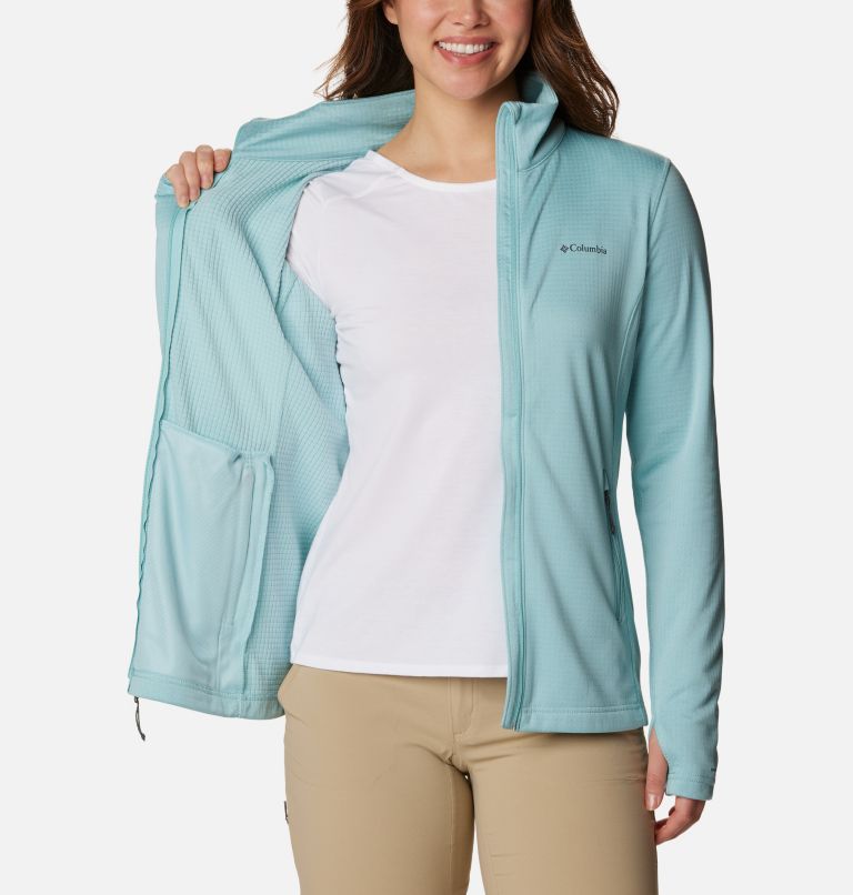 Women's Park View Grid Full Zip Fleece Jacket, Color: Aqua Haze Heather, image 5