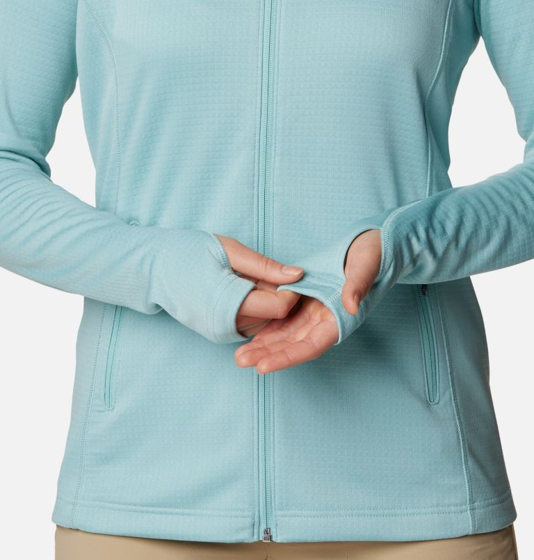 Women's Park View Grid Full Zip Fleece Jacket, Color: Aqua Haze Heather, image 7