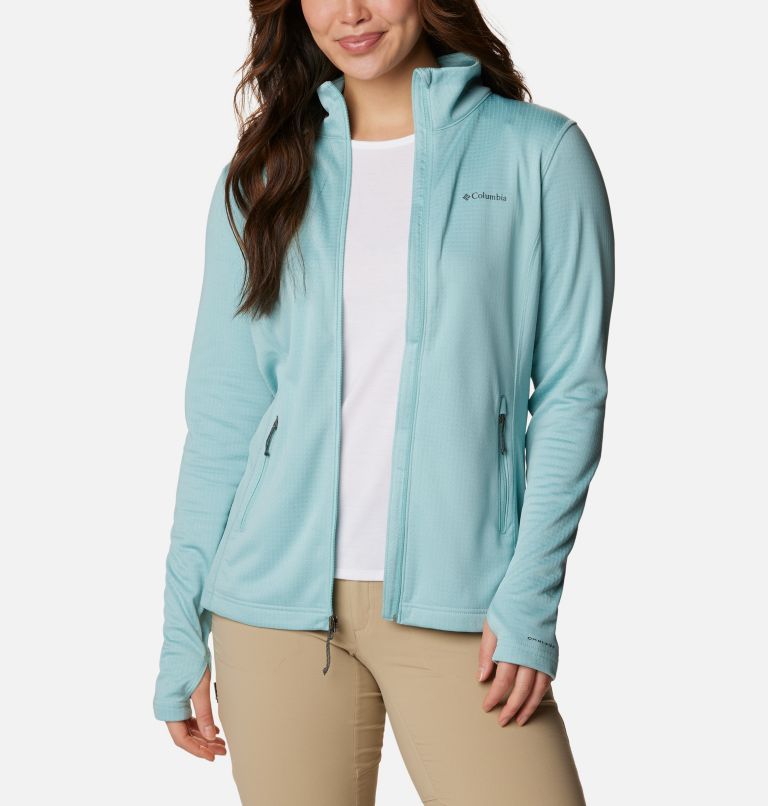 Women's Park View Grid Full Zip Fleece Jacket, Color: Aqua Haze Heather, image 8