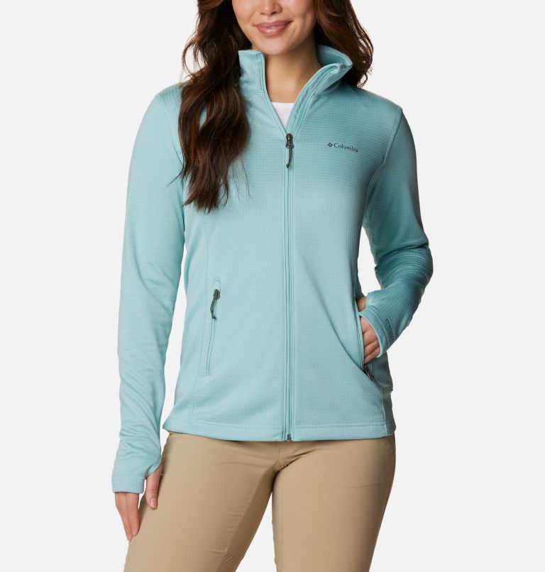 Women's Park View Grid Full Zip Fleece Jacket, Color: Aqua Haze Heather, image 1