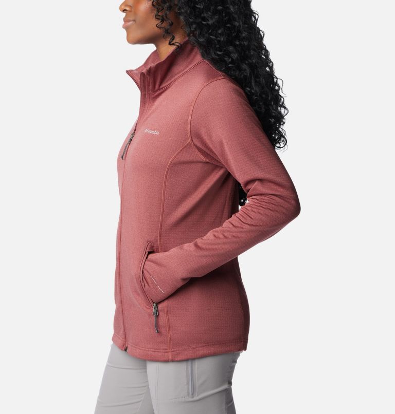 W Park View Grid Fleece Full Zip | 679 | S, Color: Beetroot Heather, image 3