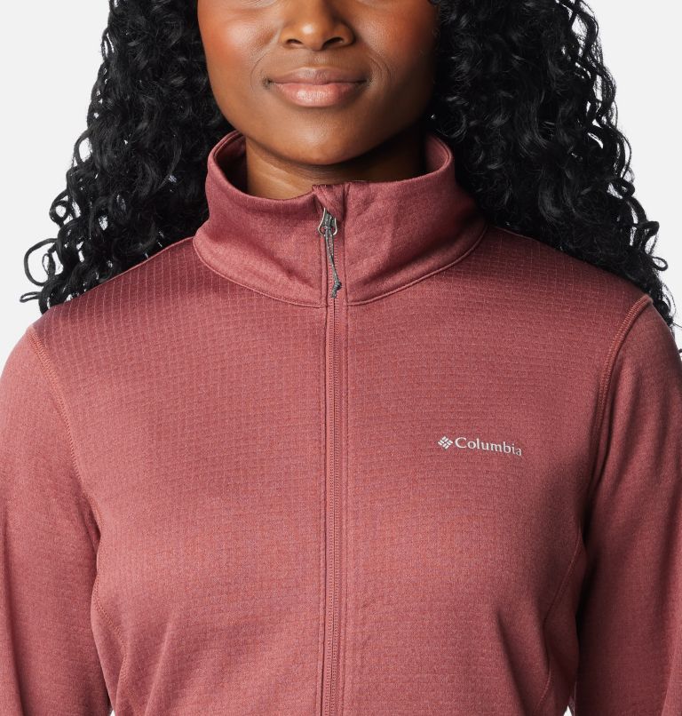 W Park View Grid Fleece Full Zip | 679 | S, Color: Beetroot Heather, image 4