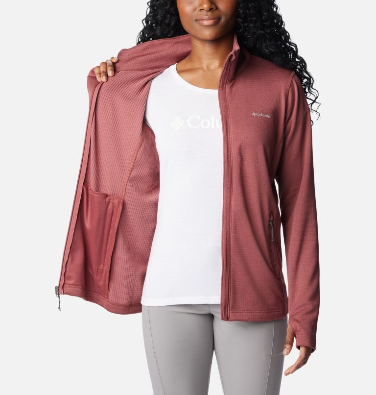W Park View Grid Fleece Full Zip | 679 | S, Color: Beetroot Heather, image 5