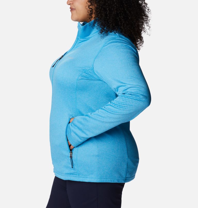 Women's Park View Grid Full Zip Fleece Pullover - Plus Size, Color: Blue Chill Heather, image 3