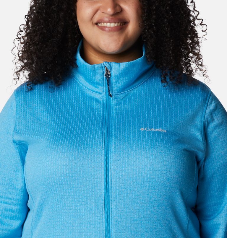 Women's Park View Grid Full Zip Fleece Pullover - Plus Size, Color: Blue Chill Heather, image 4