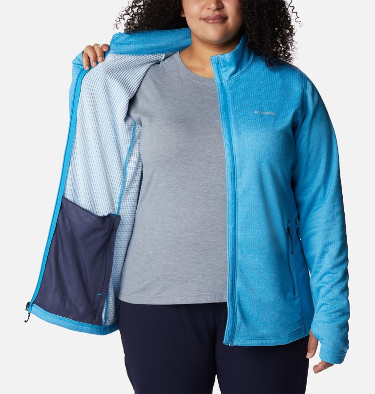 Women's Park View Grid Full Zip Fleece Pullover - Plus Size, Color: Blue Chill Heather, image 5