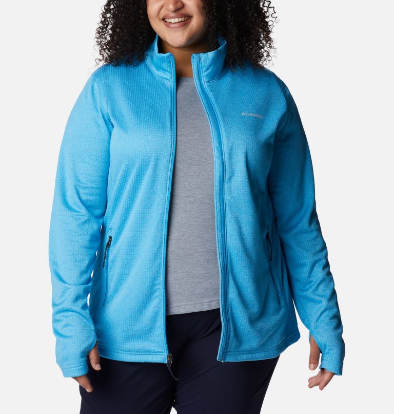 Women's Park View Grid Full Zip Fleece Pullover - Plus Size, Color: Blue Chill Heather, image 8