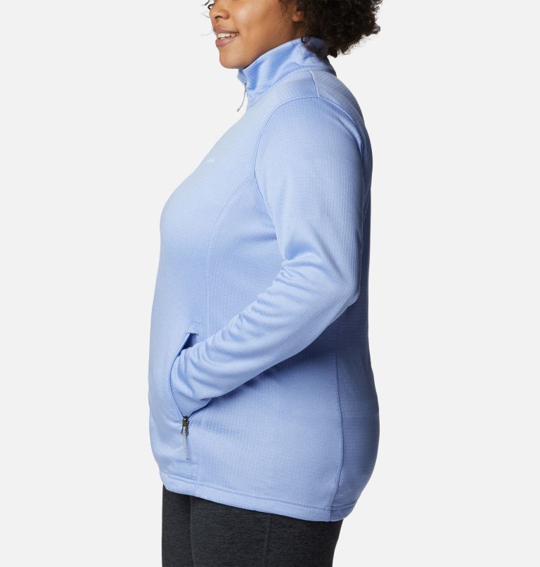 Thumbnail: Women's Park View Grid Full Zip Fleece Pullover - Plus Size, Color: Serenity Heather, image 3