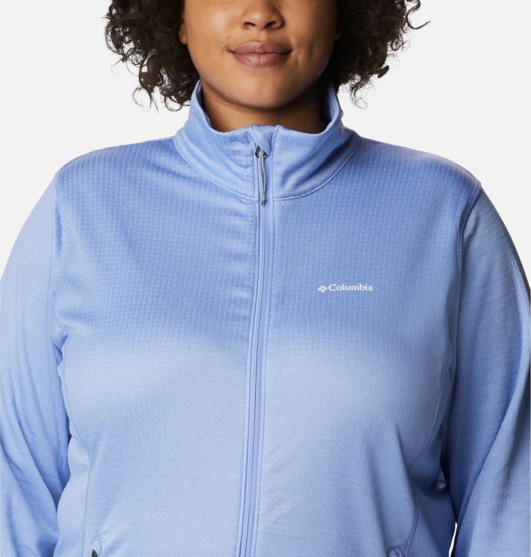 Thumbnail: Women's Park View Grid Full Zip Fleece Pullover - Plus Size, Color: Serenity Heather, image 4