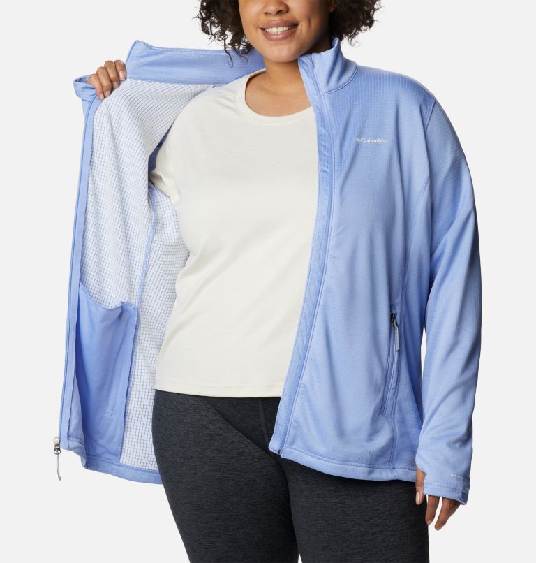 Thumbnail: Women's Park View Grid Full Zip Fleece Pullover - Plus Size, Color: Serenity Heather, image 5