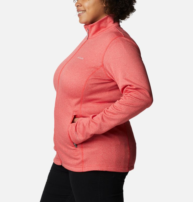 Thumbnail: Women's Park View Grid Full Zip Fleece Pullover - Plus Size, Color: Red Hibiscus Heather, image 3