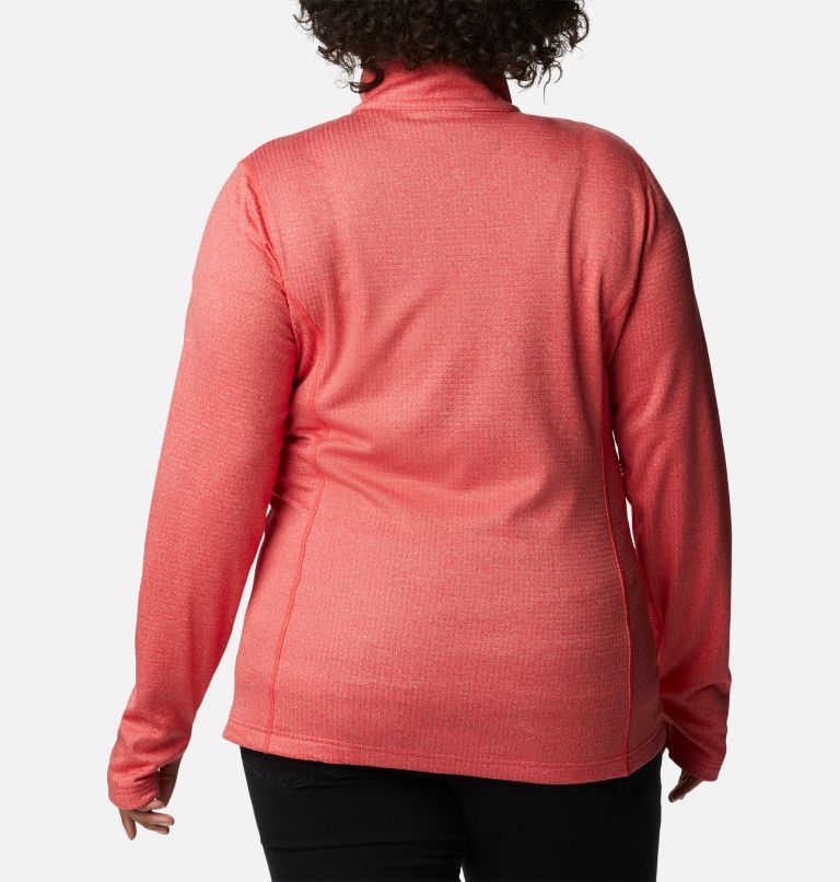 Thumbnail: Women's Park View Grid Full Zip Fleece Pullover - Plus Size, Color: Red Hibiscus Heather, image 2