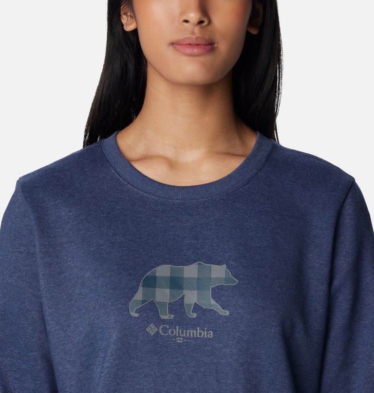 Women's Hart Mountain II Graphic Crew T-Shirt, Color: Nocturnal Heather, Bearly Plaid, image 4