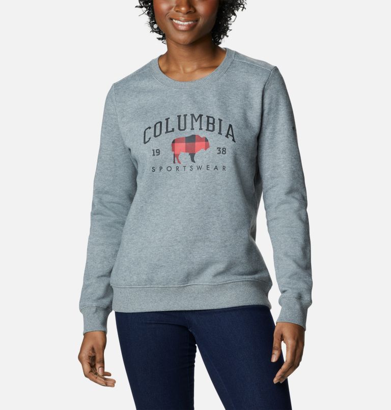 Thumbnail: Women's Hart Mountain II Graphic Crew Sweatshirt, Color: Columbia Grey Heather, CSC Arch Range, image 1