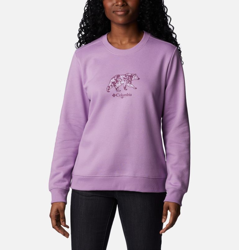 Women's Hart Mountain II Graphic Crew Sweatshirt, Color: Gumdrop, Bearly Ice Blooms, image 1