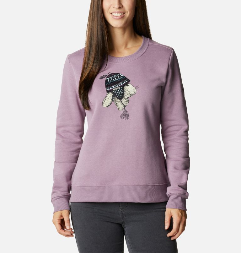 Sweat-shirt Graphique Ras-de-Cou Hart Mountain II Femme, Color: Winter Mauve, Snowhare Chullo, image 1