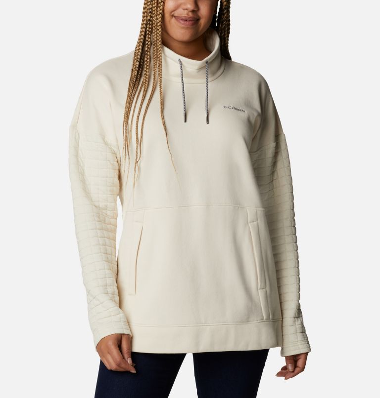 Thumbnail: Women's Sunday Summit Oversized Funnel Pullover, Color: Chalk, image 1